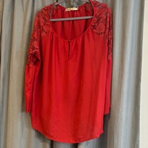 Liberty Love Red Lace Accent Blouse